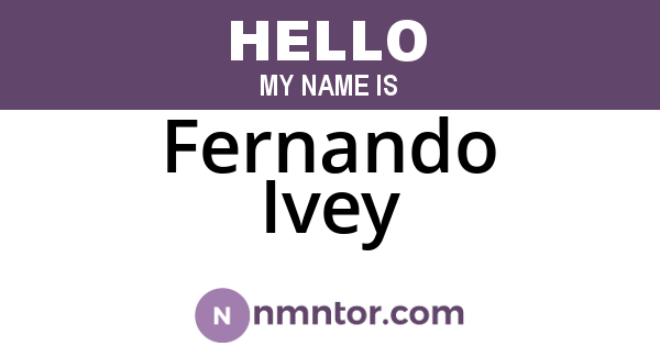 Fernando Ivey