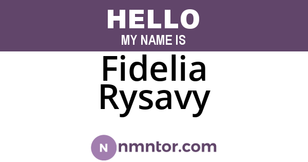 Fidelia Rysavy