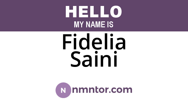 Fidelia Saini