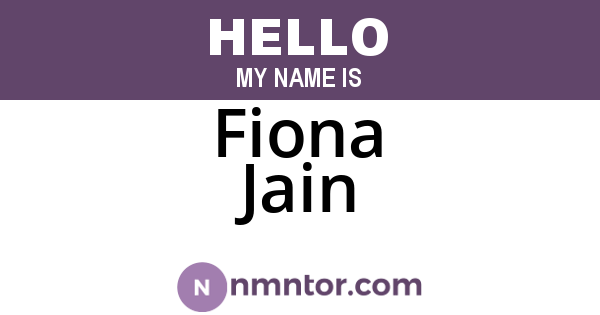 Fiona Jain