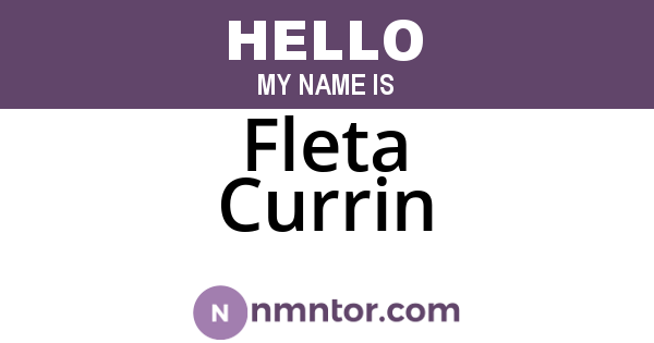 Fleta Currin