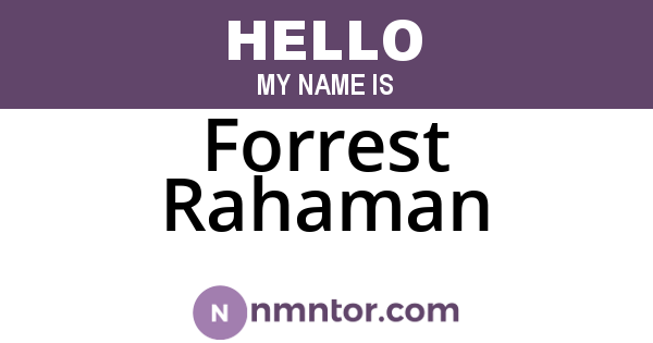 Forrest Rahaman
