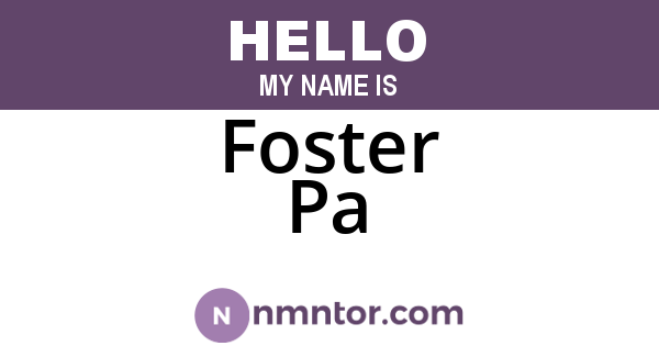 Foster Pa