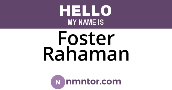 Foster Rahaman