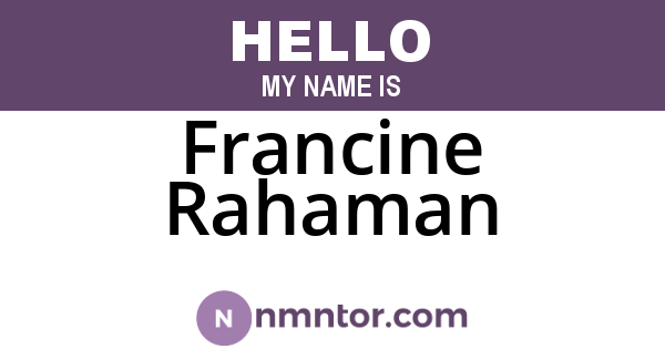 Francine Rahaman