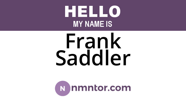 Frank Saddler