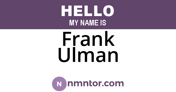 Frank Ulman
