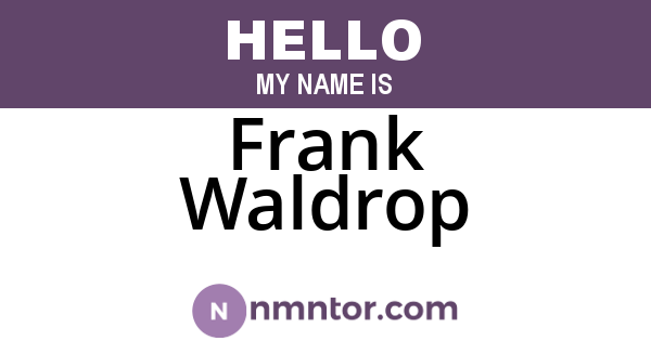 Frank Waldrop
