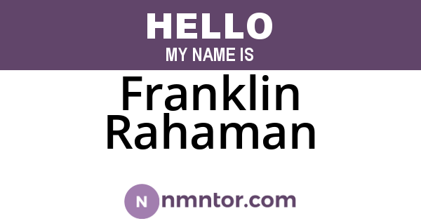Franklin Rahaman