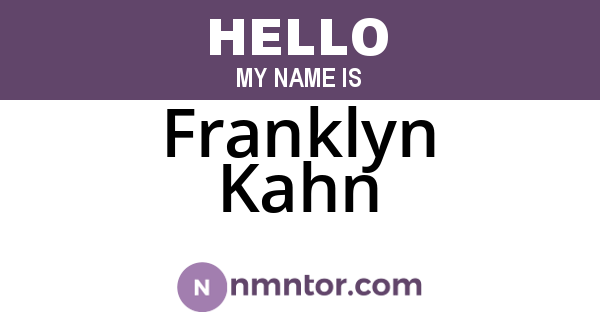 Franklyn Kahn