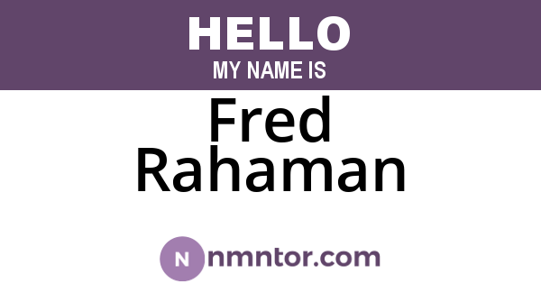 Fred Rahaman