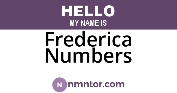 Frederica Numbers