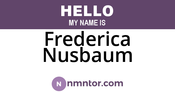 Frederica Nusbaum