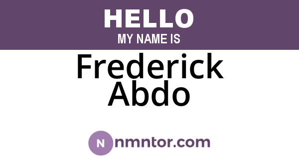 Frederick Abdo