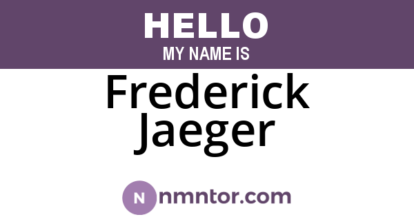 Frederick Jaeger