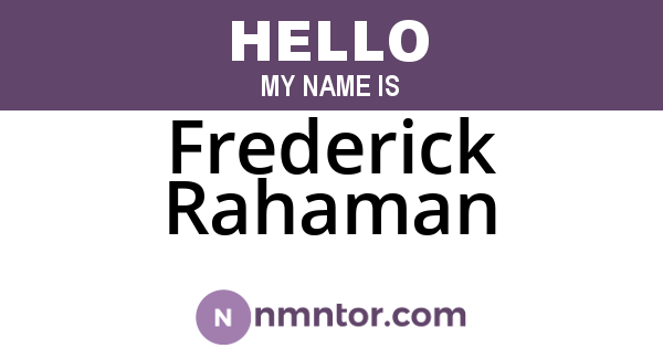 Frederick Rahaman