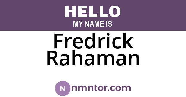 Fredrick Rahaman