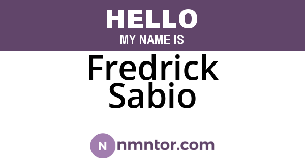 Fredrick Sabio