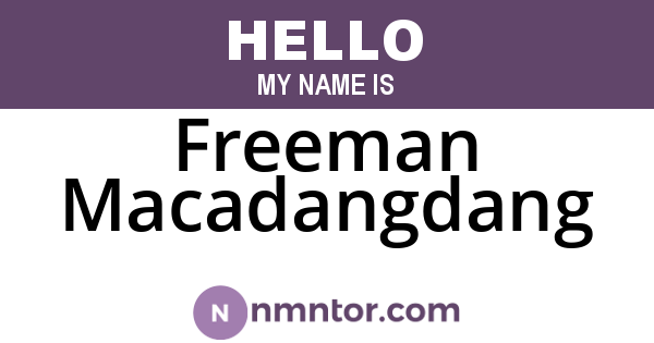 Freeman Macadangdang