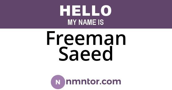 Freeman Saeed