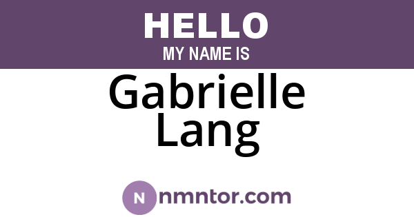 Gabrielle Lang