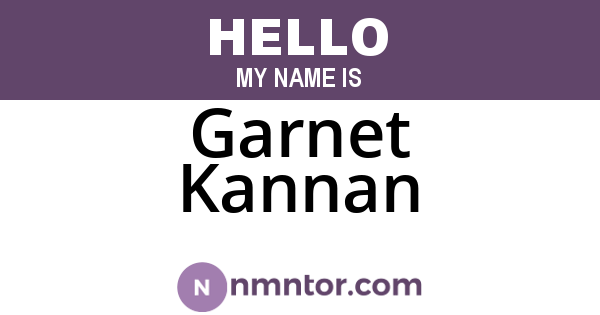 Garnet Kannan
