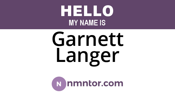 Garnett Langer