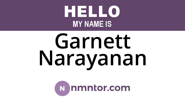 Garnett Narayanan
