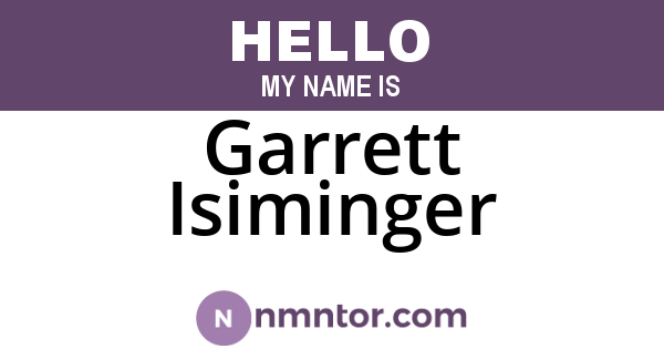 Garrett Isiminger