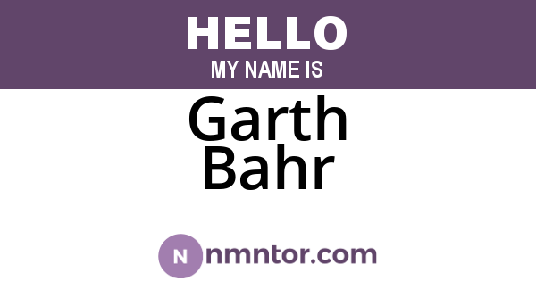 Garth Bahr