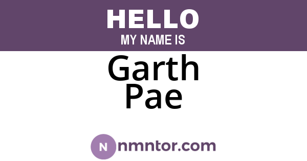 Garth Pae