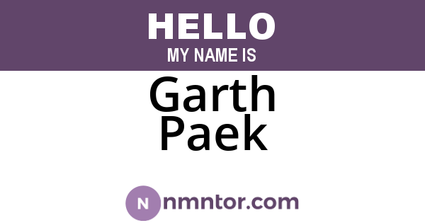 Garth Paek