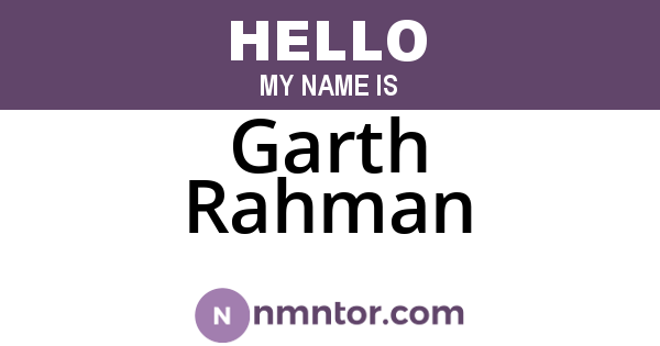 Garth Rahman