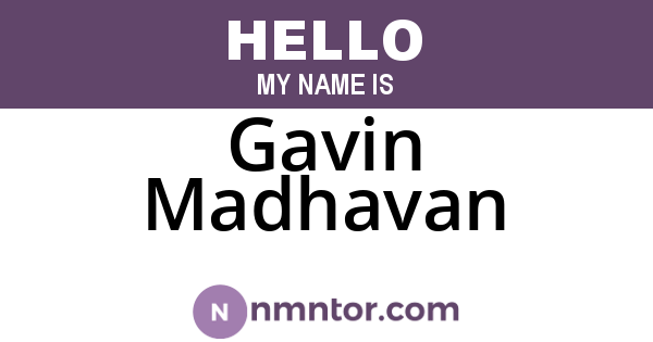Gavin Madhavan