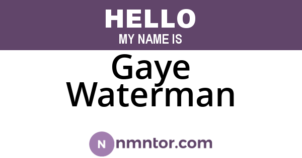Gaye Waterman