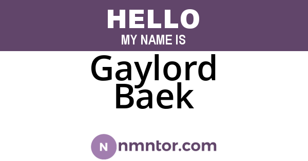 Gaylord Baek