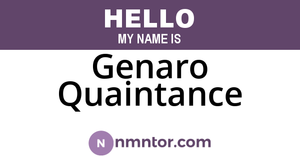 Genaro Quaintance