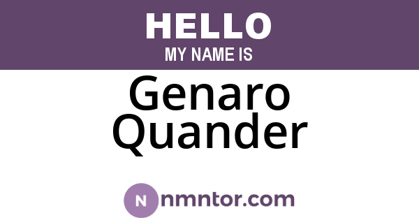 Genaro Quander