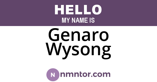 Genaro Wysong