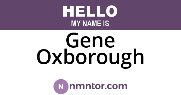 Gene Oxborough