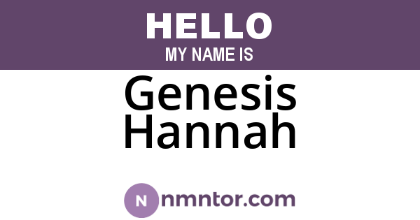 Genesis Hannah