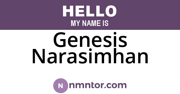 Genesis Narasimhan