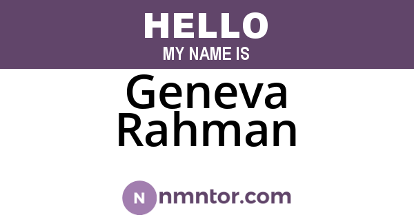 Geneva Rahman