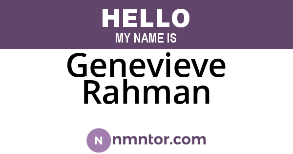 Genevieve Rahman