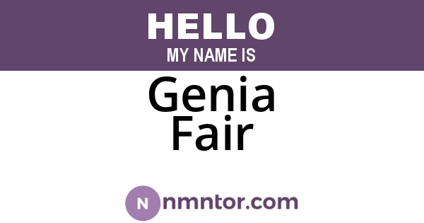 Genia Fair
