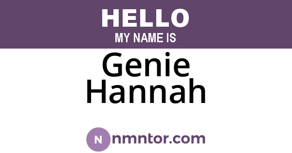 Genie Hannah