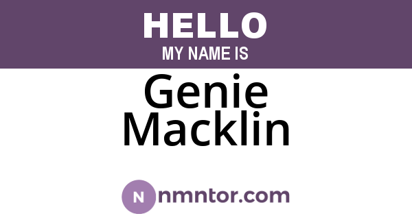 Genie Macklin
