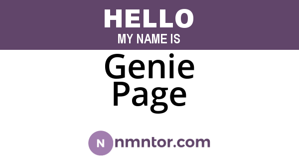 Genie Page