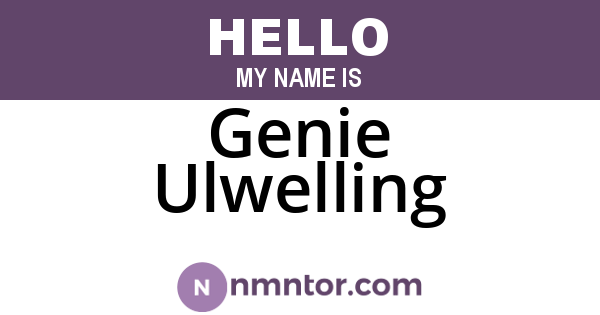 Genie Ulwelling