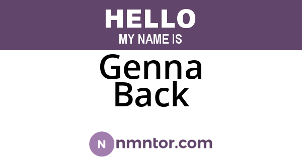 Genna Back